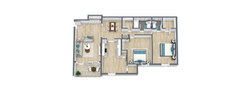 Pembroke Floor Plan | 1,155 Sq. Ft. at Bayville Apartments, Virginia Beach, 23455