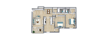 Chesapeake Floor Plan | 1,224 Sq. Ft.  at Bayville Apartments, Virginia Beach, VA, 23455
