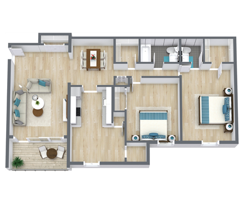 Chesapeake Floor Plan | 1,224 Sq. Ft. at Bayville Apartments, Virginia Beach, Virginia