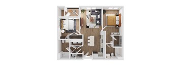 2 Bed, 2 Bath Floor Plan | 984 Sq. Ft. at Union at Tryon in North Carolina 28262