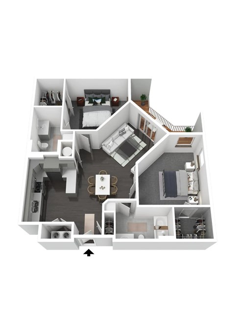 2 Bed 2 Baths B2 Floor Plan | 1,095 Sq. Ft. at Metropolis Apartments, Glen Allen, 23060