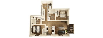 Sullivant Floor Plan | 891 Sq. Ft. at Crossline, Ohio