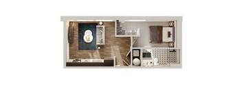 A6 Floor Plan | 476 Sq. Ft. at The Madison, Columbus, Ohio