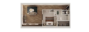 A7a Floor Plan | 732 Sq. Ft. at The Madison, Columbus