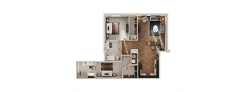 B5 Floor Plan | 1,268 Sq. Ft. at The Madison, Columbus