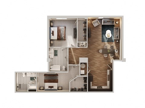 B5 Floor Plan | 1,268 Sq. Ft. at The Madison, Columbus