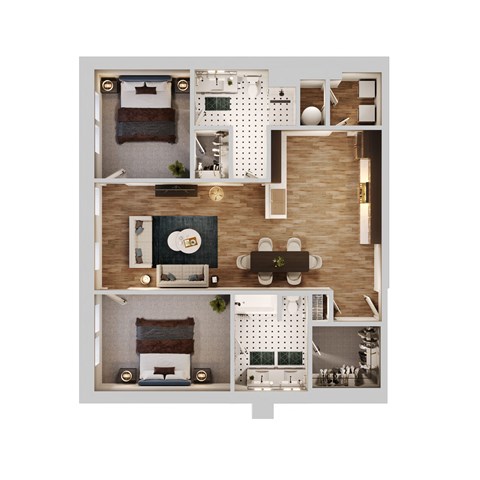 D3 Floor Plan | 1,193 Sq. Ft. at The Madison, Ohio, 43215