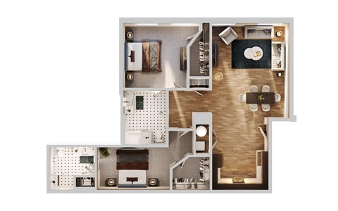 D3 Floor Plan | 1,268 Sq. Ft. at The Madison, Columbus
