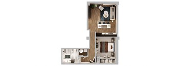 A1 Floor Plan | 721 Sq. Ft. at The Madison, Columbus