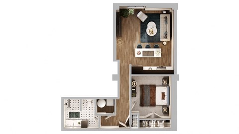 A1 Floor Plan | 721 Sq. Ft. at The Madison, Columbus