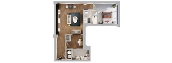 A2b Floor Plan | 856 Sq. Ft. at The Madison, Columbus, 43215