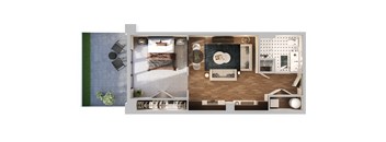 S1a Floor Plan | 594 Sq. Ft. at The Madison, Columbus, OH, 43215