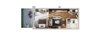 S1b Floor Plan | 587 Sq. Ft. at The Madison, Columbus, OH, 43215