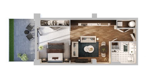 S1b Floor Plan | 587 Sq. Ft. at The Madison, Columbus, OH, 43215