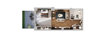 S1d Floor Plan | 632 Sq. Ft. at The Madison, Columbus
