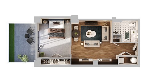 S1d Floor Plan | 632 Sq. Ft. at The Madison, Columbus