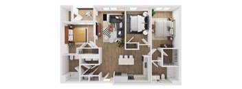 3 Bed, 2 Bath Floor Plan | 1209 Sq. Ft. at Union at Tryon in NC 28262