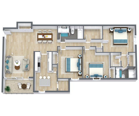 Bayside Floor Plan | 1,323 Sq. Ft. at Bayville Apartments, Virginia Beach