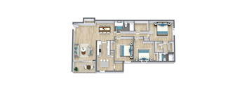 Virginia Floor Plan | 1,392 Sq. Ft. at Bayville Apartments, Virginia, 23455