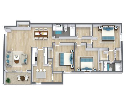 Virginia Floor Plan | 1,392 Sq. Ft. at Bayville Apartments, Virginia Beach, VA, 23455
