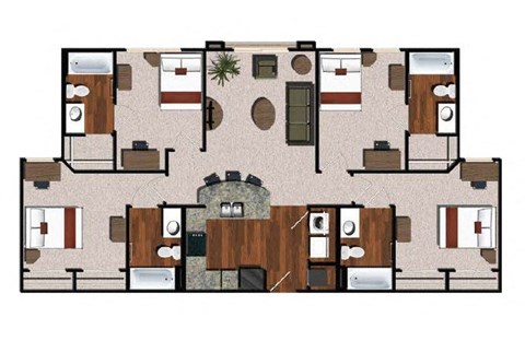 4 Bedroom 4 Bath Floor Plan at Proximity at ODU, Virginia, 23508