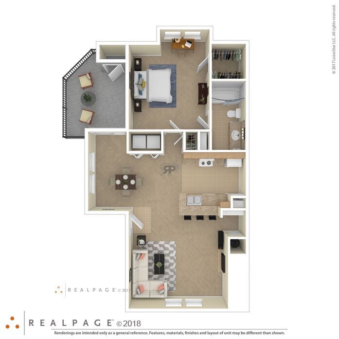 A floor plan of a house with a kitchen, living room, and two bedrooms.