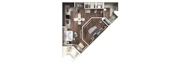 Studio Azalea Floor Plan | 615 Sq. Ft. at Pier 33 Apartments, Wilmington, NC, 28401