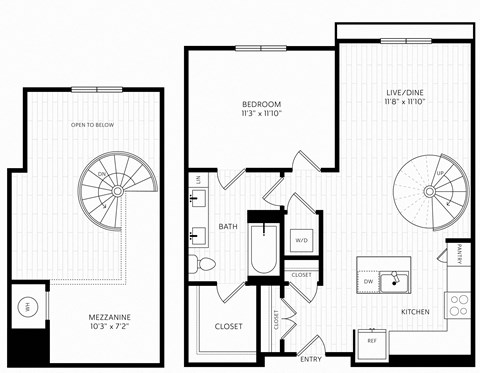A1L Floor Plan | 988 Sq. Ft. at Aura Stonebridge, Virginia, 23225