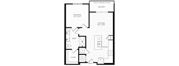 A1 Floor Plan | 698 Sq. Ft. at Aura Stonebridge, Richmond, VA