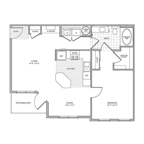 A2 Floor Plan | 813 Sq. Ft. at Arlington Park, Hilliard