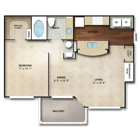 Cortland II Floor Plan | 680 Sq. Ft. at The Orchard, Dublin, Ohio