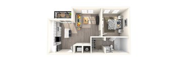 1 Bedroom 1 Bathroom Floorplan  | 687 Sq. Ft. at Triton Glen, Glen Allen, Virginia