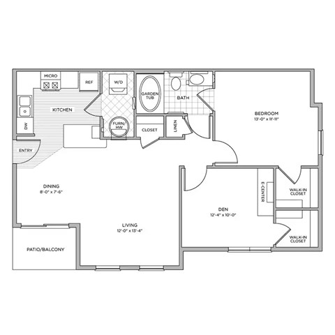 A3 Floor Plan | 900 Sq. Ft. at Arlington Park, Ohio