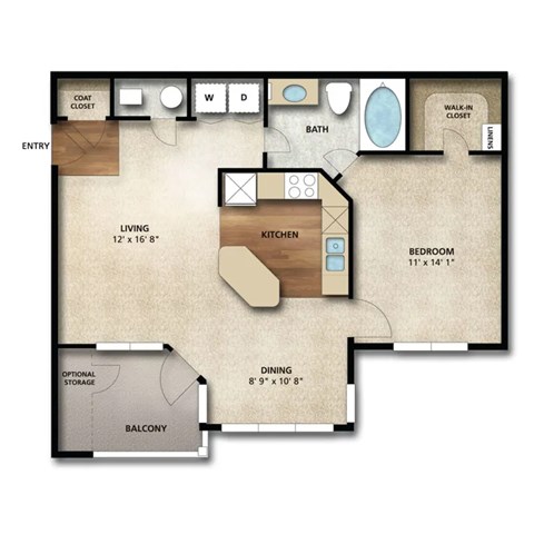 Macintosh I Floor Plan | 755 Sq. Ft. at The Orchard, Ohio