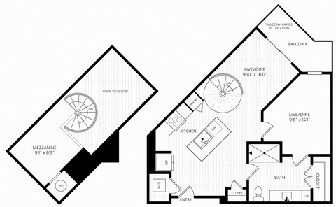 A4L Floor Plan | 823 Sq. Ft. at Aura Stonebridge, Richmond, 23225