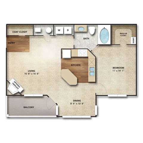 Macintosh II Floor Plan | 820 Sq. Ft. at The Orchard, Dublin, OH