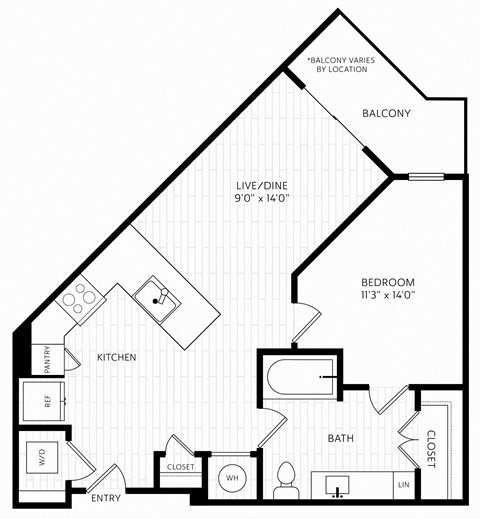 A4 Floor Plan | 721 Sq. Ft. at Aura Stonebridge, Virginia