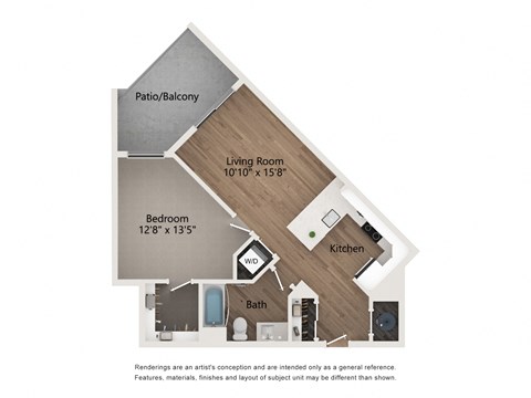 A4 1 Bed 1 Bath Apartment | 683 Sq. Ft. at Centro at Pine Nash, Wilson, 27893