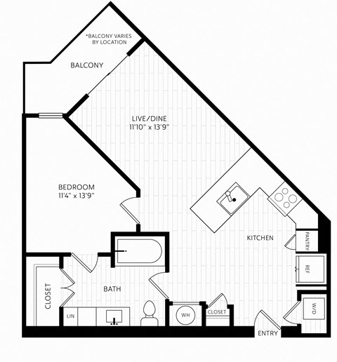 A4 Floor Plan | 773 Sq. Ft. at Aura Stonebridge, Richmond Virginia