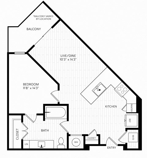 A4.1 Floor Plan | 721 Sq. Ft. at Aura Stonebridge, Richmond, Virginia