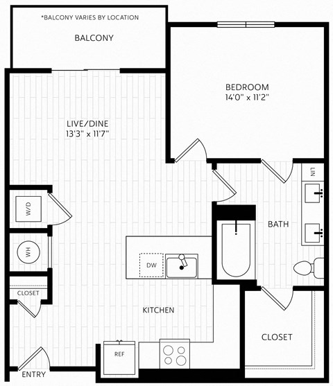 A6 Floor Plan | 798 Sq. Ft. at Aura Stonebridge, Richmond, VA 23225