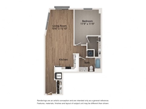 A7 1 Bed 1 Bath Apartment | 800 Sq. Ft. at Centro at Pine Nash, North Carolina, 27893