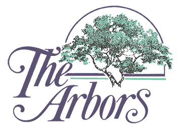 A logo with a tree and the words "The Arbors" written underneath.