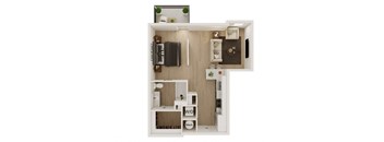 Studio 1 Bath Floor Plan | 715 Sq. Ft. at VALE Lake Wylie in SC 29710