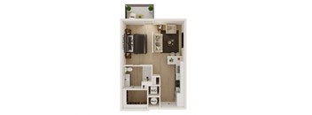 Studio 1 Bath Floor Plan | 645 Sq. Ft. at VALE Lake Wylie in Lake Wylie, SC