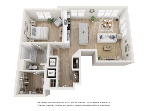 1 Bed 1 Bath Floor Plan C | 953 Sq. Ft. at Ainsworth, Virginia