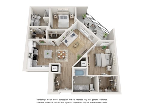 2 Bed 2 Bath Floor Plan A | 1,085-to1,133 Sq. Ft. at Ainsworth, Virginia,3228