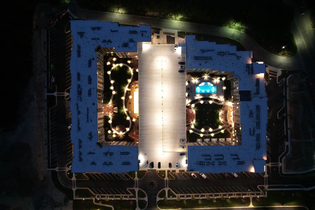 an aerial view of the air force memorial at nightat Metropolis Apartments, Virginia
