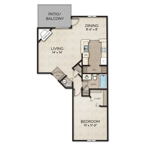 Ap Floor Plan | 744 Sq. Ft. at Camden Place, Dublin