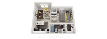this is a 3d floor plan of a Deluxe Studio at Arbor Ridge at Arbor Ridge, North Carolina, 27410